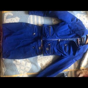 Versace pinstripe jacket & skirt Medusa